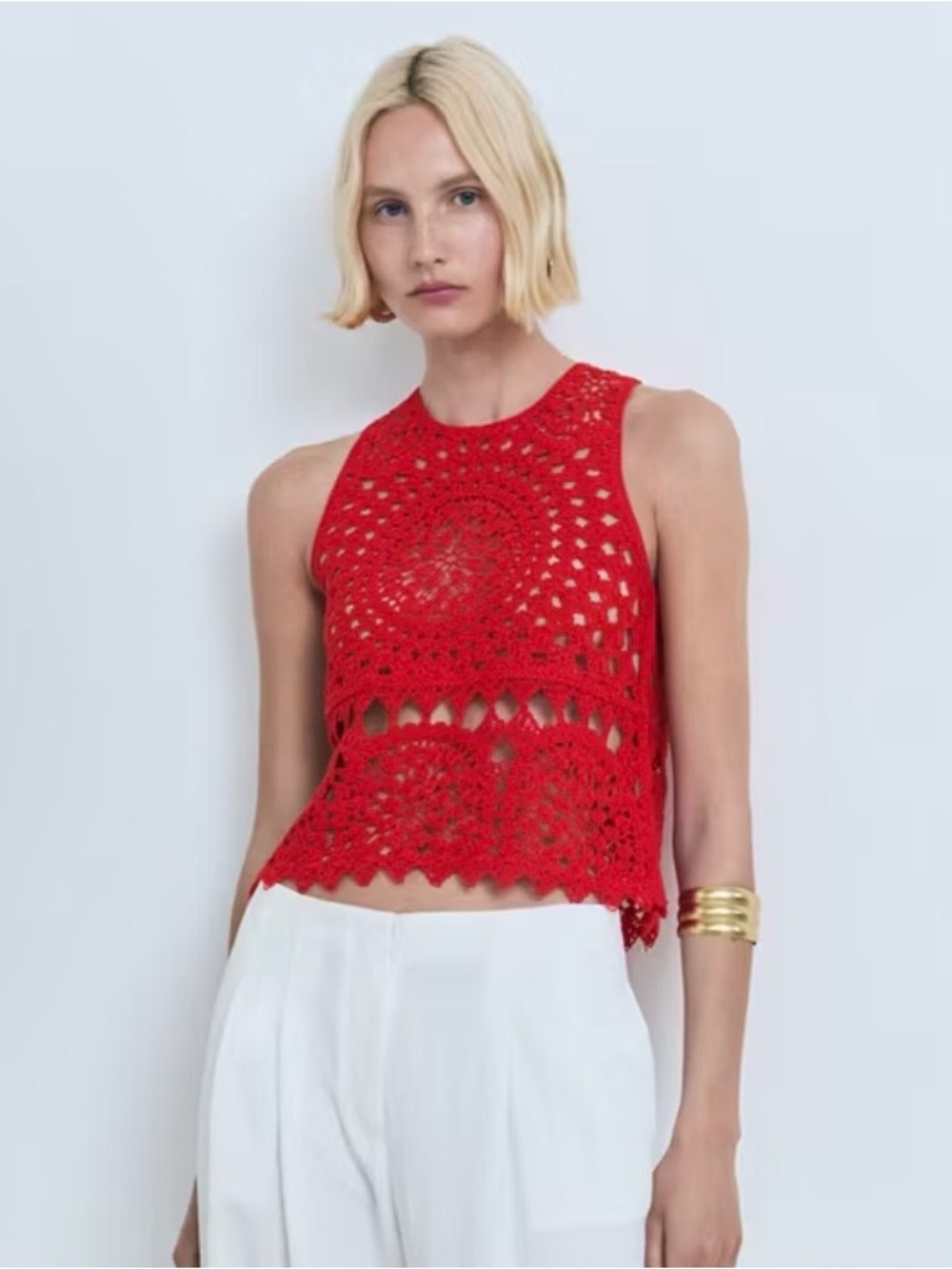 MANGO CROCHET KNITTED TOP